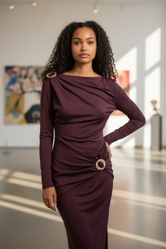 Burgundy elasztikus ruha