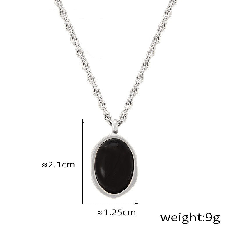 18K gold exquisite and noble geometric inlaid gemstone design simple style pendant necklace