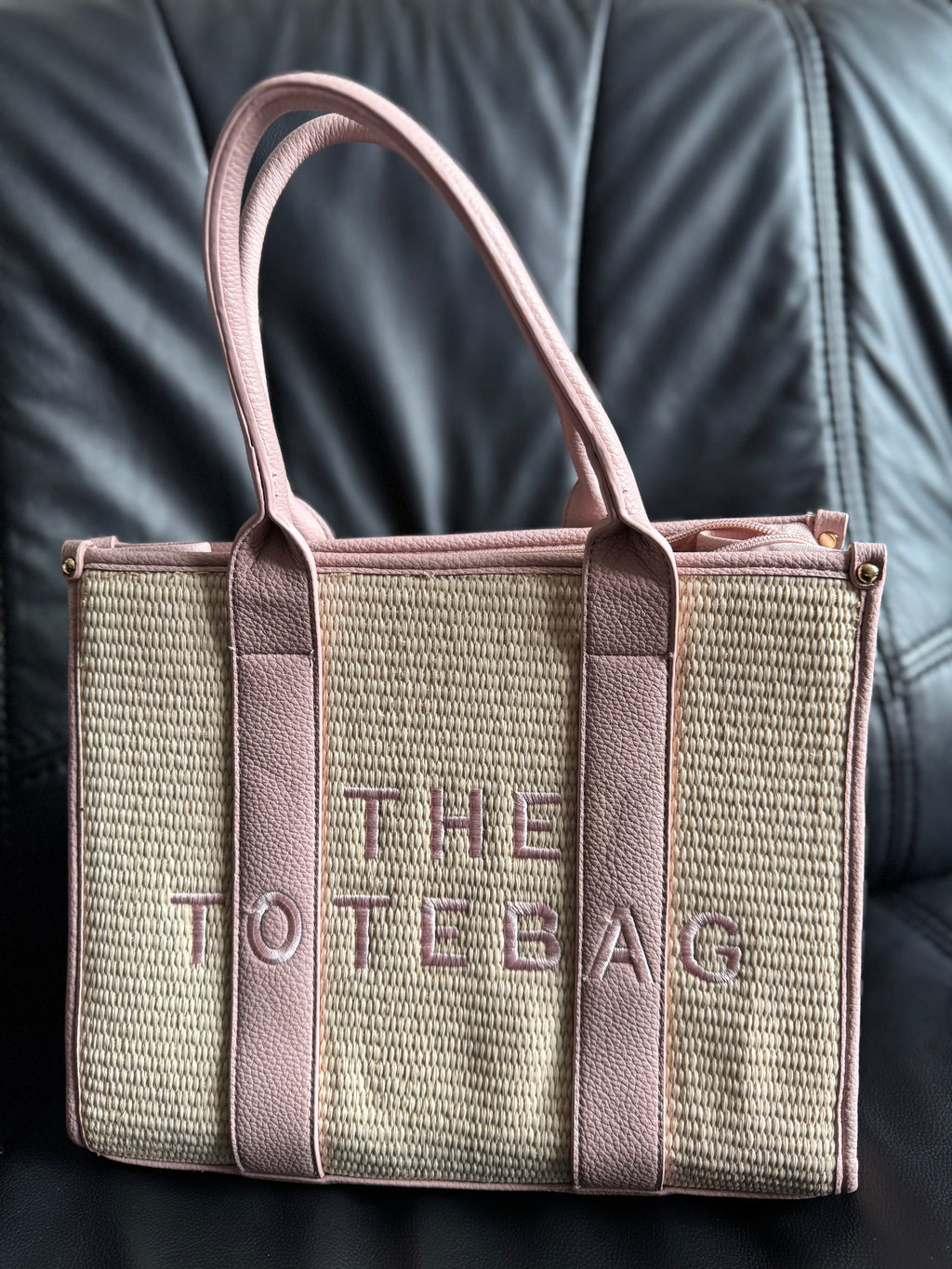 Bézs- rózsaszín  fonott táska