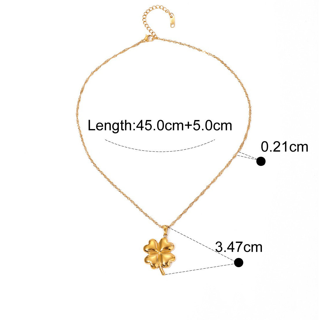 18K Gold Exquisite Fashion Four-Leaf Clover Design Simple Style Pendant Necklace