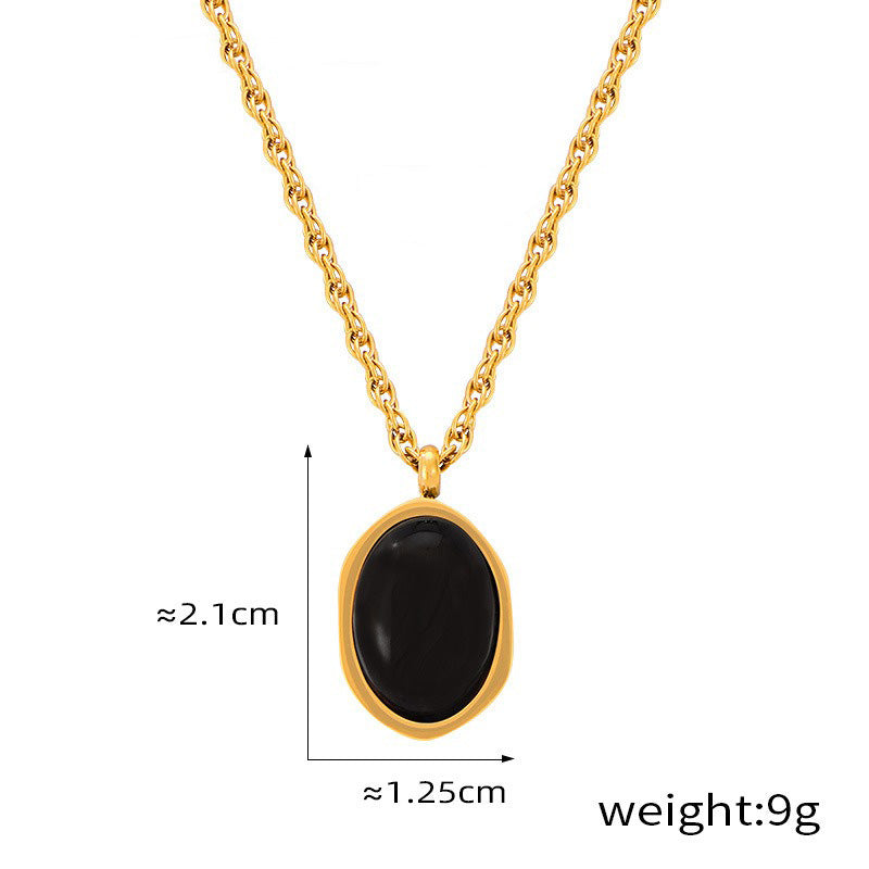 18K gold exquisite and noble geometric inlaid gemstone design simple style pendant necklace