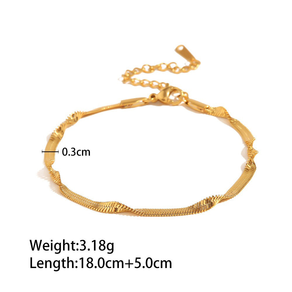 18K Gold Fashion Trend Chain Design Bracelet Necklace Set