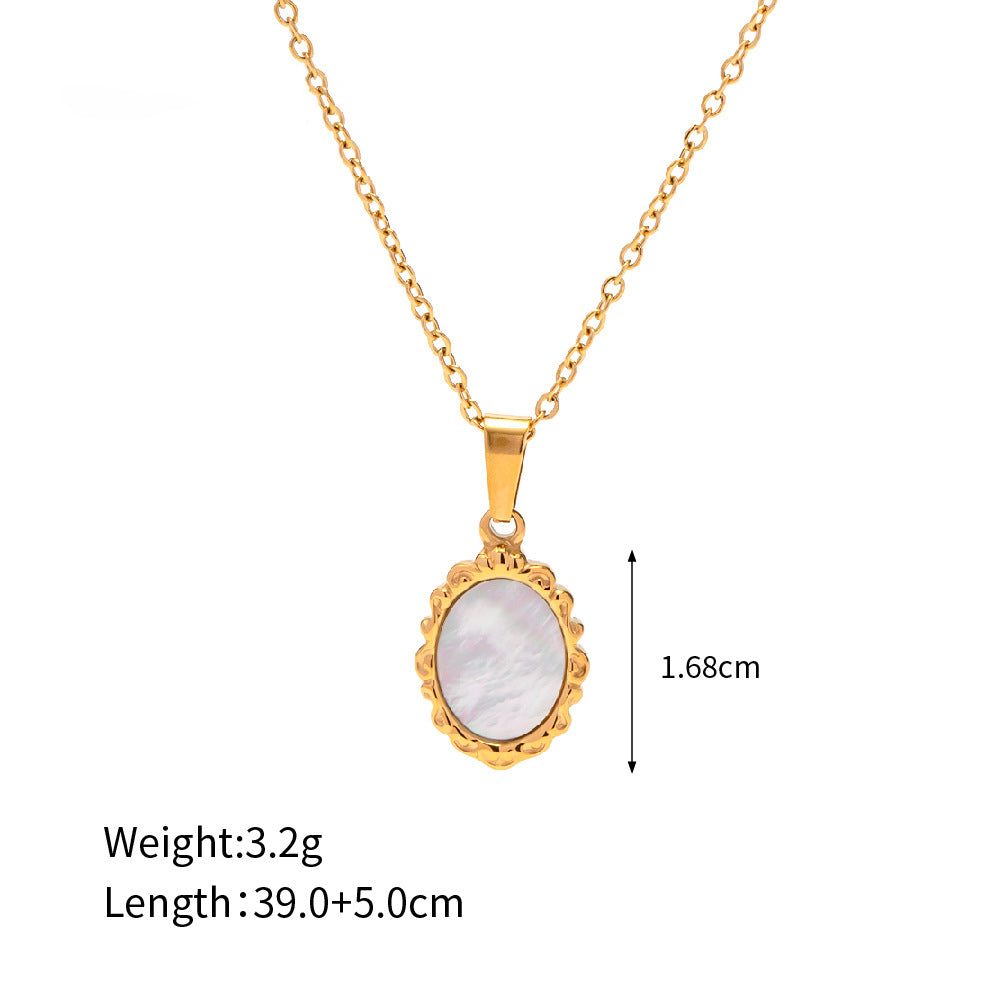 18K Gold Classic Fashion Inlaid White Gem Versatile Pendant Necklace