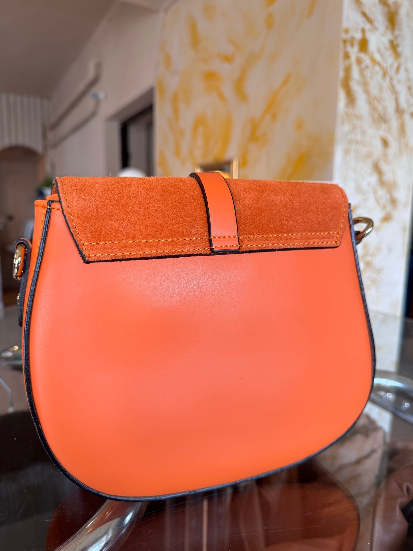 Olasz bőr narancs crossbody