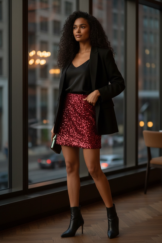 Flitteres burgundy szoknya