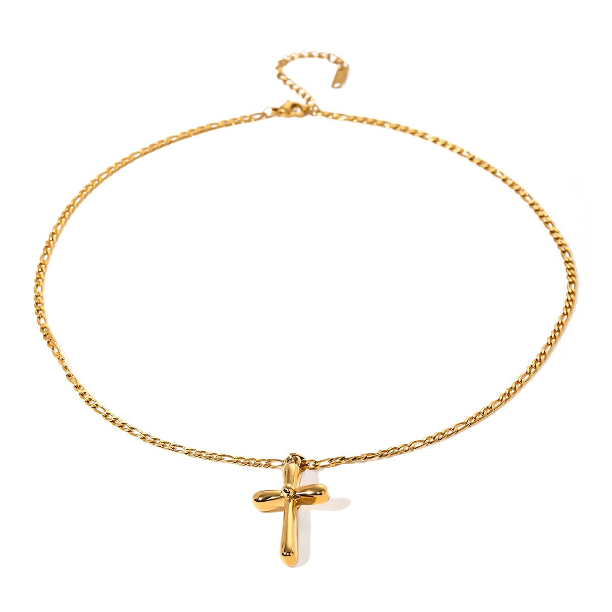 18K Gold Fashion Simple Cross Design Pendant Necklace