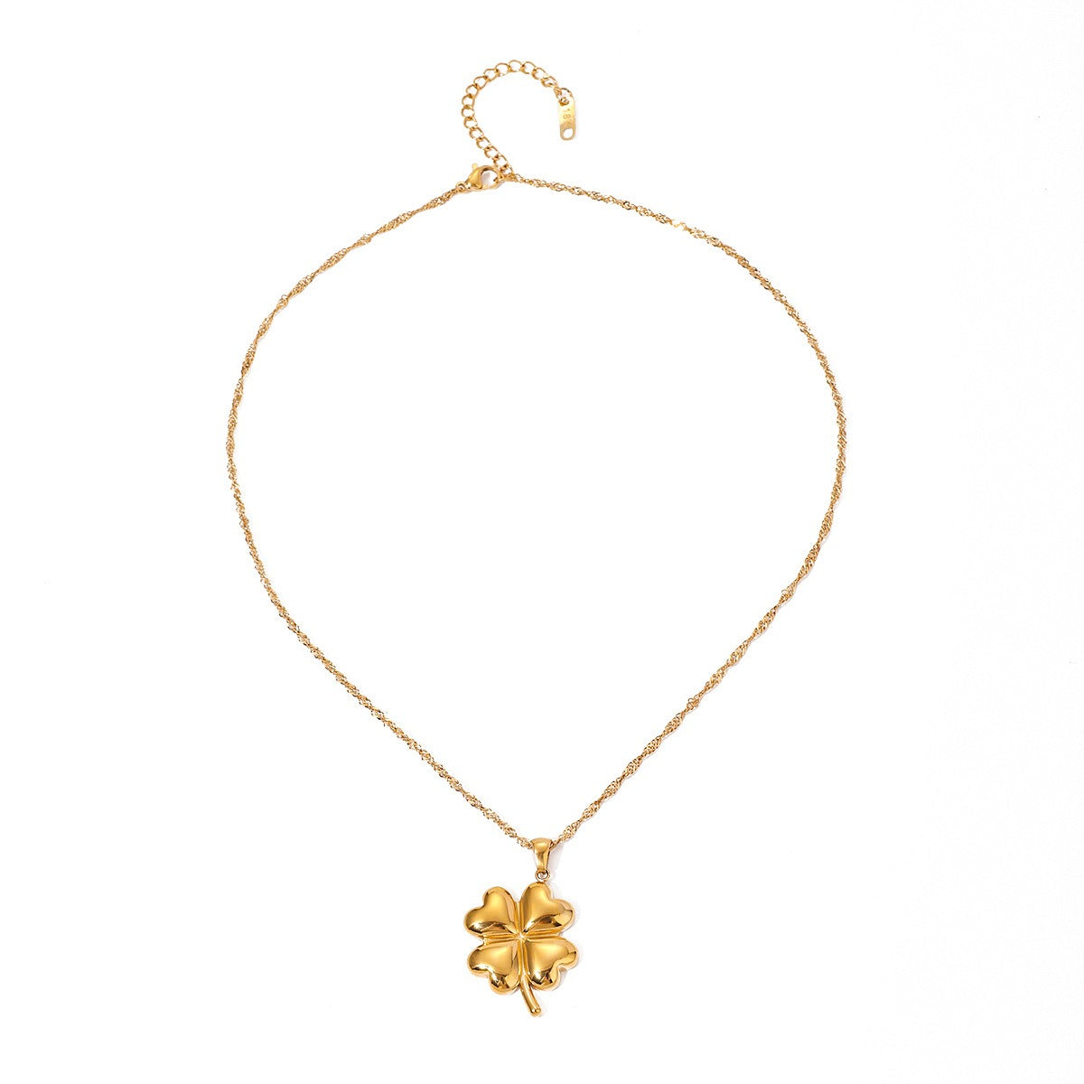 18K Gold Exquisite Fashion Four-Leaf Clover Design Simple Style Pendant Necklace