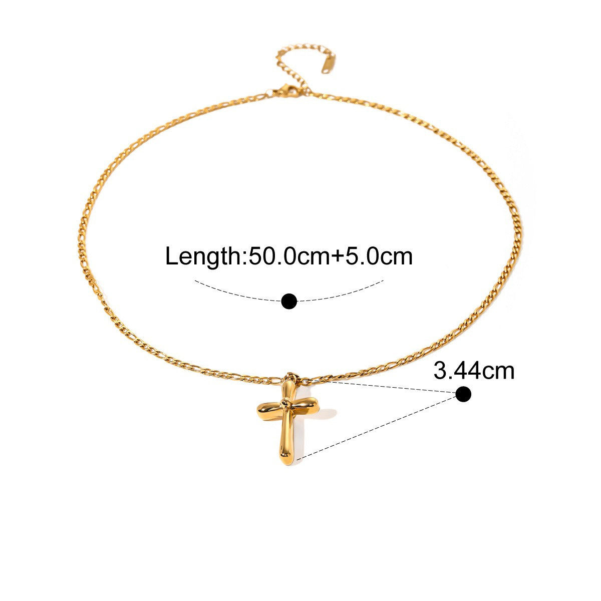 18K Gold Fashion Simple Cross Design Pendant Necklace